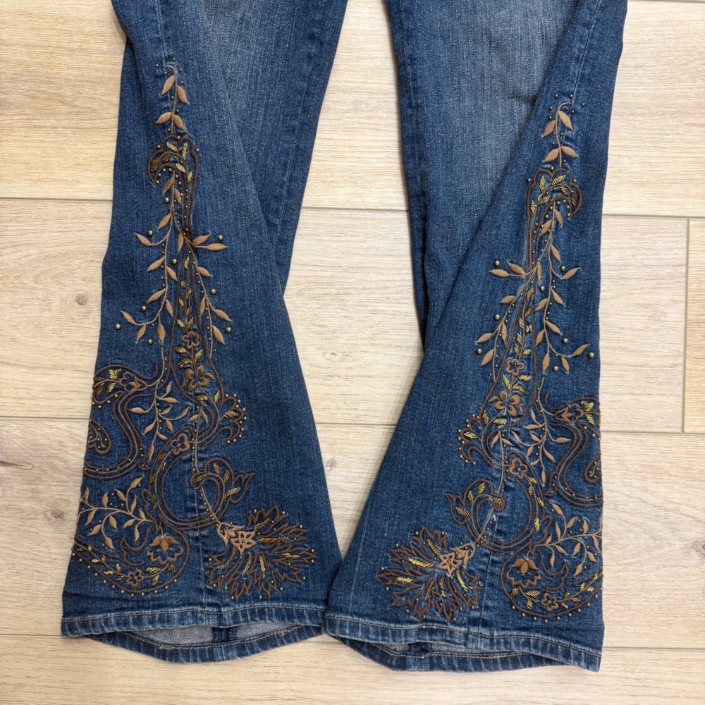 Lauren Ralph Lauren Embroidere Bootcut Blue Jeans Medium Wash Western Size 10 - Picture 4 of 14
